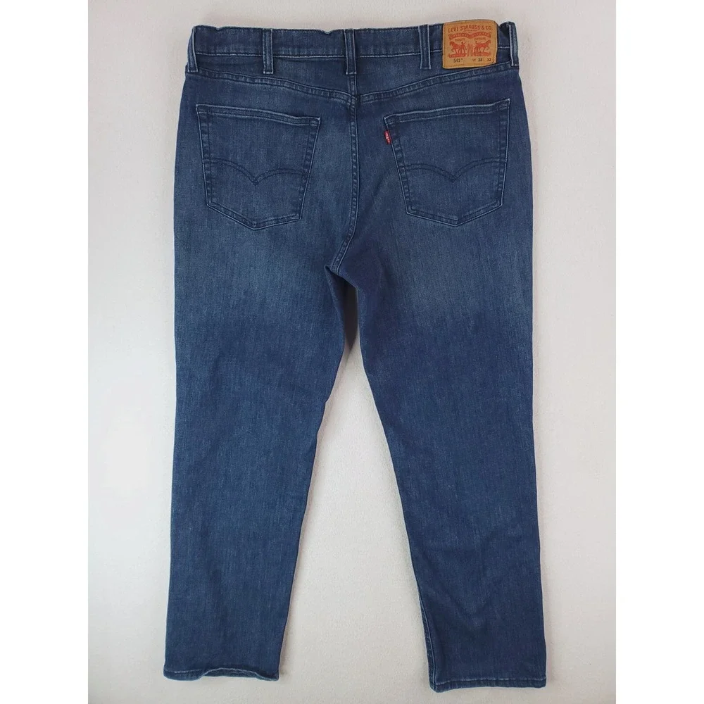 Levis 541 Jeans Mens 38x32 Blue Athletic Tapered Stretch Denim Pants Red Tab